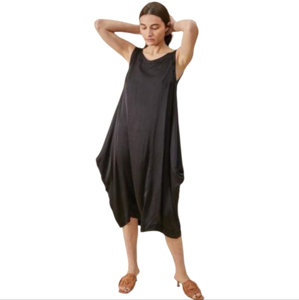 NWT‎ Rujuta Sheth Studio Silk Dress Midnight Black XS Flawed